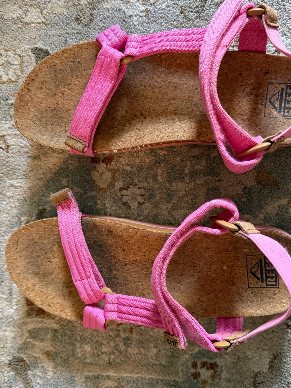 Pink Strappy Cork Footbed Sandals
